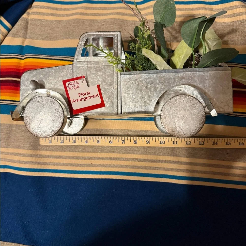 Rustic Metal Truck Faux Floral Arrangement